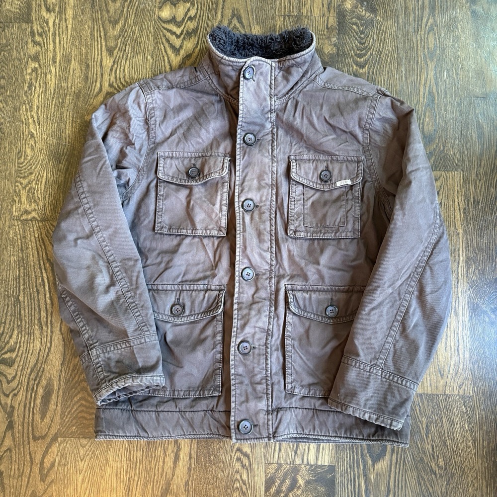 VTG Kirra Mens Sherpa Lined Corduroy Barn Jacket Brown XL Heavyweight Coat Y2K